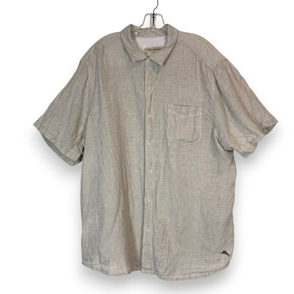 Tommy Bahama Linen Shirt Short Sleeve Neutral Beige Beachy XL - Picture 1 of 10